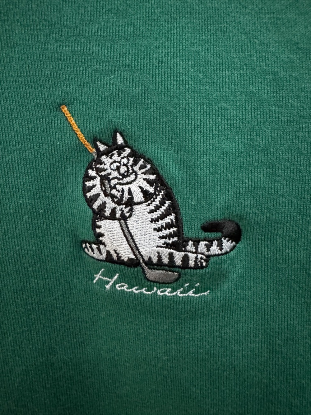 Large B.Kliban Hawaii Crazy Shirts Brand Green Polo Embroidered Cat Golf Logo - Picture 3 of 7